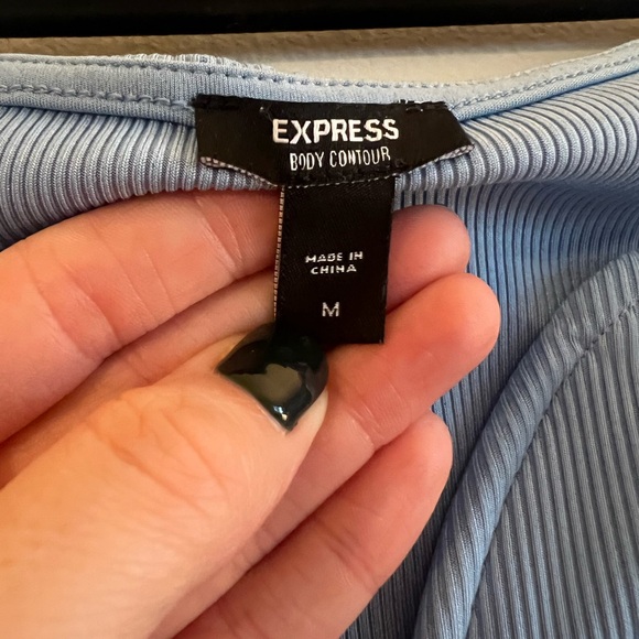 EXPRESS Blue Off the Shoulder V-Wire Body Suit - Picture 5 of 5